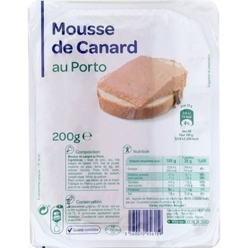 Mousse de canard au Porto 200 g - Charcuterie Traiteur - Promocash Lyon Gerland