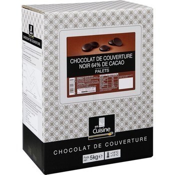 Palets chocolat noir 64% de cacao Chocolat de couverture 5 kg - Epicerie Sucre - Promocash Saumur