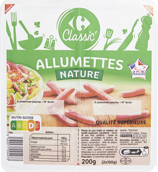 2X100G ALLUMETTE NATURE CRF - Charcuterie Traiteur - Promocash Grenoble