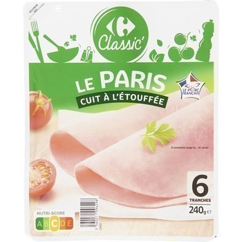 Jambon Le Paris cuit  l'touffe 240 g - Charcuterie Traiteur - Promocash Bergerac