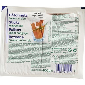 Btonnets saveur crabe 400 g - Saurisserie - Promocash Prigueux