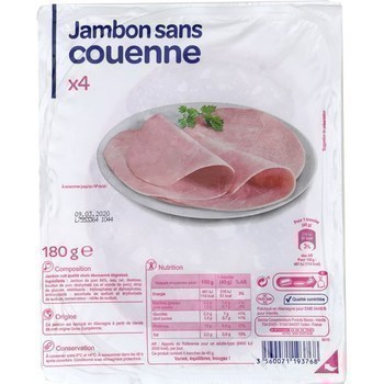 Jambon sans couenne 180 g - Charcuterie Traiteur - Promocash Angers