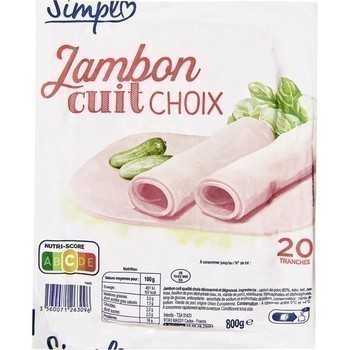 Jambon cuit choix 800 g - Charcuterie Traiteur - Promocash Arles