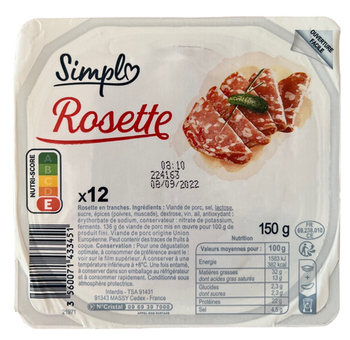 150G ROSETTE 12T SIMPL - Charcuterie Traiteur - Promocash Lille