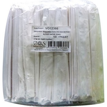 Baguettes bois 203mm section 4,2mm sachet blanc x100 - Bazar - Promocash PROMOCASH VANNES