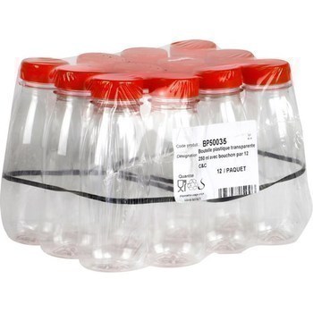 Bouteille plastique transparente 250 ml avec bouchon x12 - Bazar - Promocash Montpellier