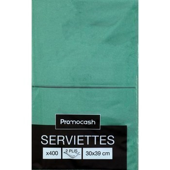 Serviettes 2 plis 30x39 cm vert lumire x400 - Bazar - Promocash 