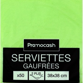 Serviettes gaufres 2 plis 38x38 pistache x50 - Bazar - Promocash Chateauroux