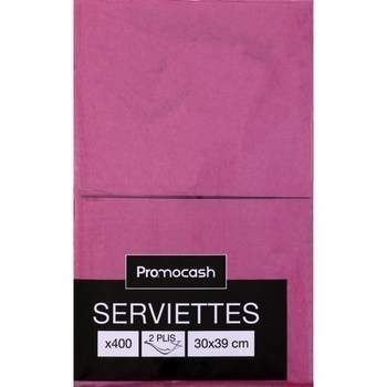 Serviettes 2 plis 30x39 cm framboise x400 - Bazar - Promocash Carcassonne