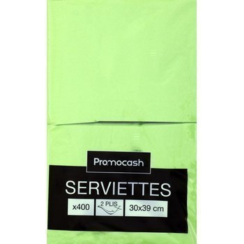 Serviettes 2 plis 30x39 cm pistache x400 - Bazar - Promocash Bergerac
