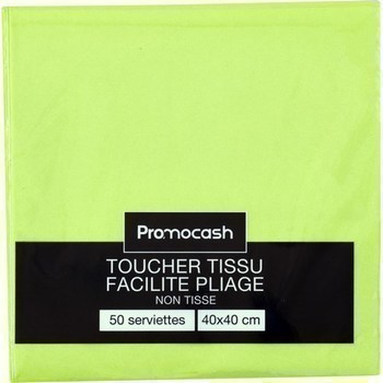 Serviettes non tisses 40x40cm Soft chartreuse x50 - Bazar - Promocash Montceau Les Mines