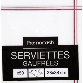 Serviettes gaufres 2 plis 38x38 Bistrot x50 - Bazar - Promocash Sete