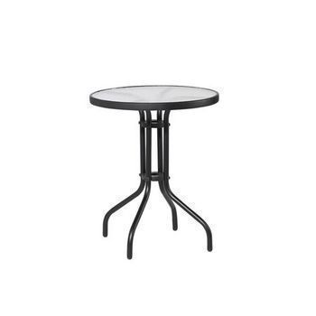 TABLE RONDE VERRE ACIER NOIR 1 - Bazar - Promocash Barr