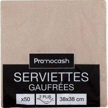 Serviettes gaufres 2 plis kraft 38x38 x50 - Bazar - Promocash Chateauroux
