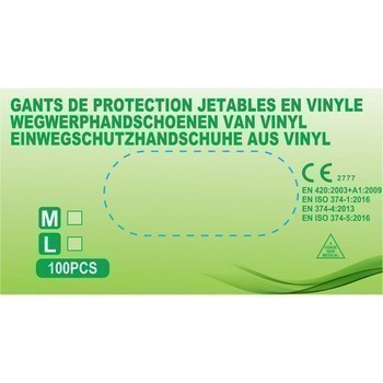 Gants de protection jetables en vinyle TM x100 - Bazar - Promocash Saint Etienne