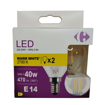 LEDFIL SPH 40W E14 WW CL BT2 C - Bazar - Promocash Saint Malo