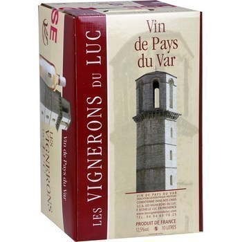 Vin de pays du Var Les Vignerons du Luc 12,5 10 l - Vins - champagnes - Promocash LA FARLEDE