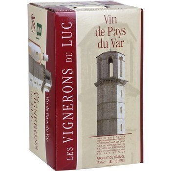Vin de pays du Var Les Vignerons du Luc 12,5 10 l - Vins - champagnes - Promocash PUGET SUR ARGENS
