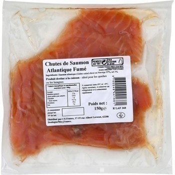 Chutes de saumon Atlantique fum 150 g - Saurisserie - Promocash Nantes