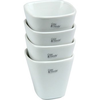Mini pots blancs en porcelaine x4 - Bazar - Promocash Chateauroux