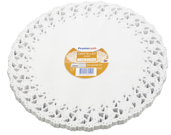 Dentelles blanches rondes 34 cm - Bazar - Promocash Chateauroux