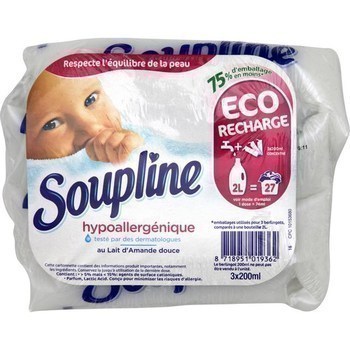 Adoucissant hypoallergénique au lait d'amande douce 3x200 ml - Hygiène droguerie parfumerie - Promocash Nantes Reze