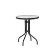 TABLE RONDE VERRE ACIER NOIR 1 - Bazar - Promocash Libourne